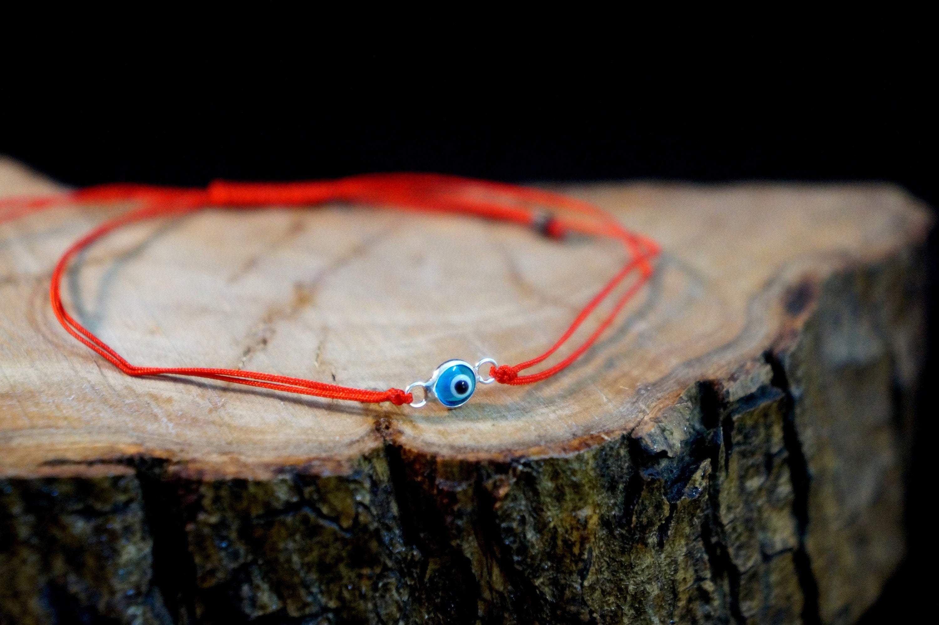 Evil Eye Bracelet Adjustable Cord - Blue Evil Eye Bead Protection Amulet Gift