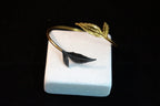 Rose Leaf Cuff Bracelet - Gold Plated with Black Rhodium Accent