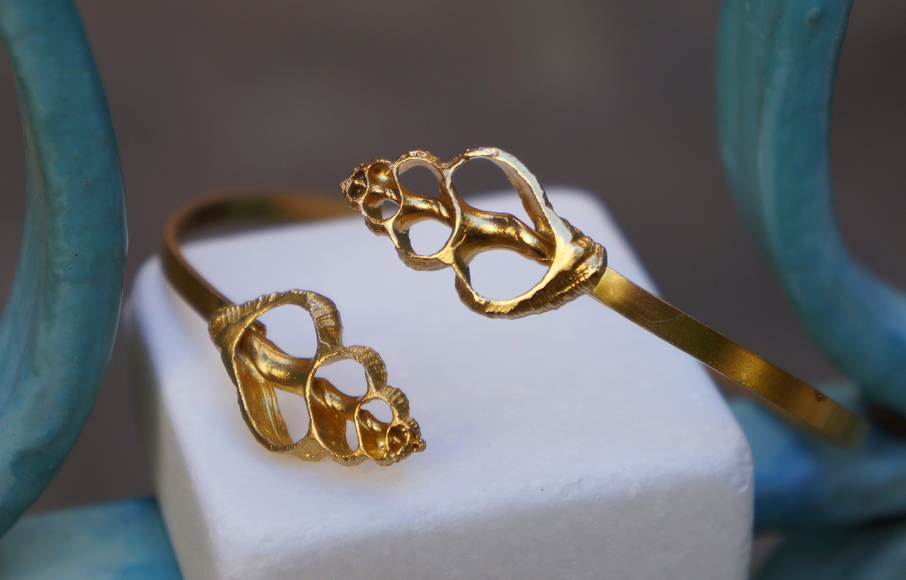 Sea Shell Bracelet - Sterling Silver 925 & 14K Gold Plated Adjustable Cuff