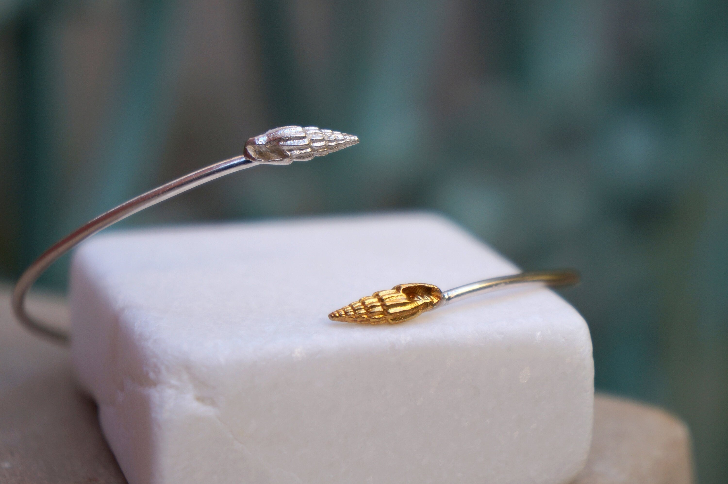 Sterling Silver Bracelet – Adjustable Shell Cuff | Handmade Bohemian Jewelry Gift