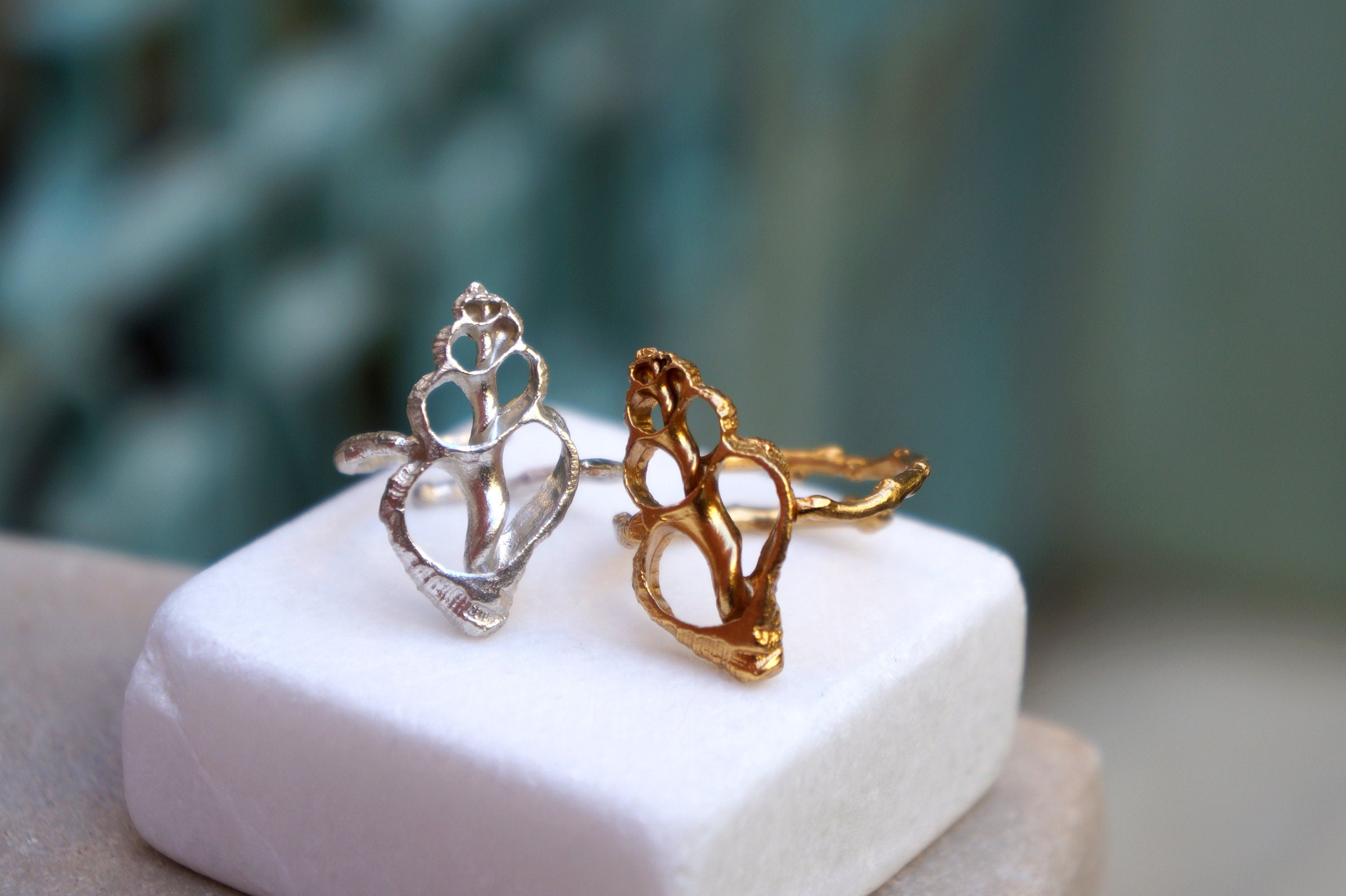 Sea Shell Ring - Handmade Adjustable Sterling Silver Nature Inspired Jewelry