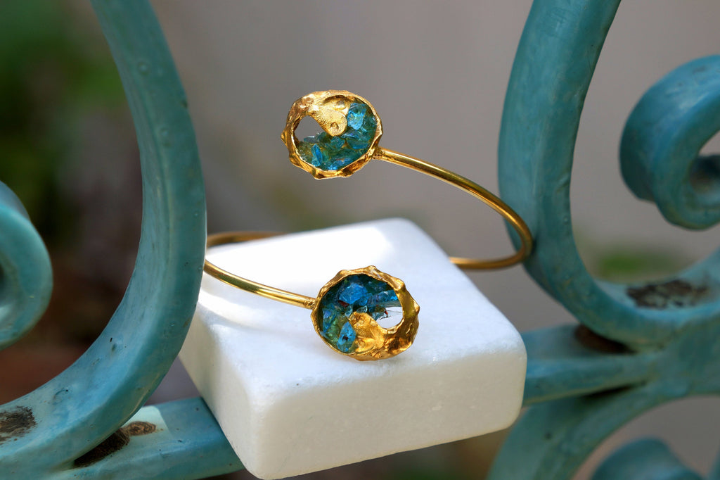 Murano Glass Bracelet – Adjustable Sterling Silver Gold Plated Jewelry for Women