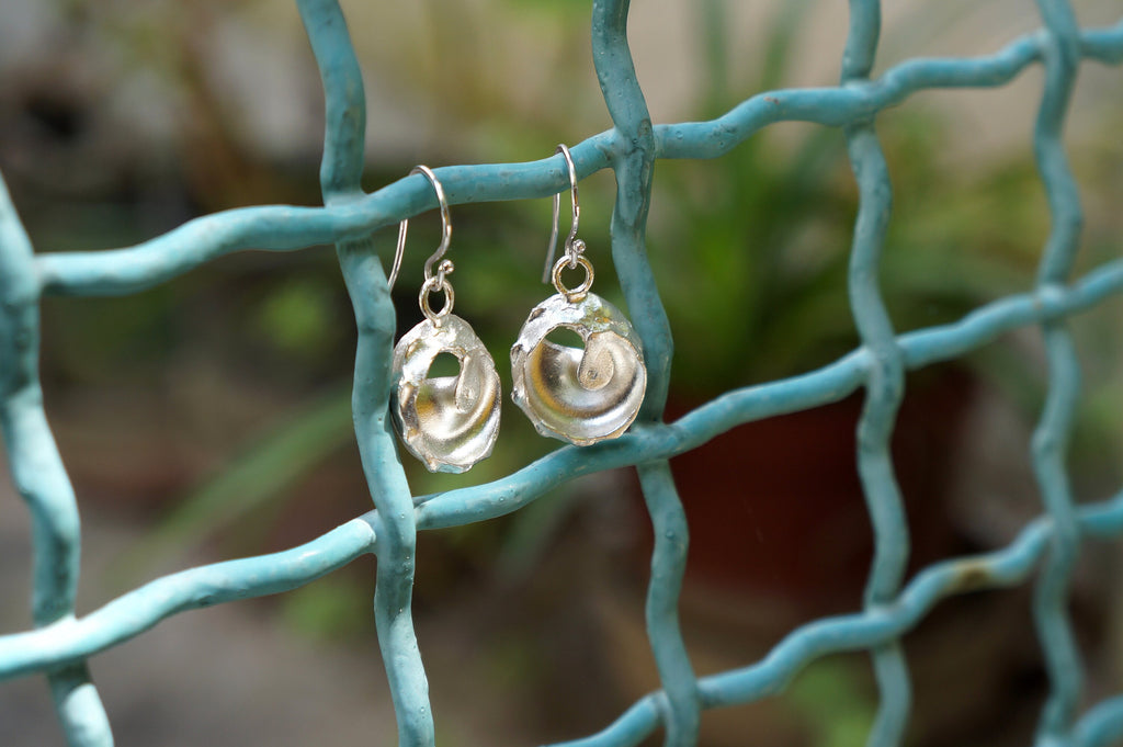 Silver Sea Shell Earrings - Small Dangle Lightweight Nautical Jewelry Gift