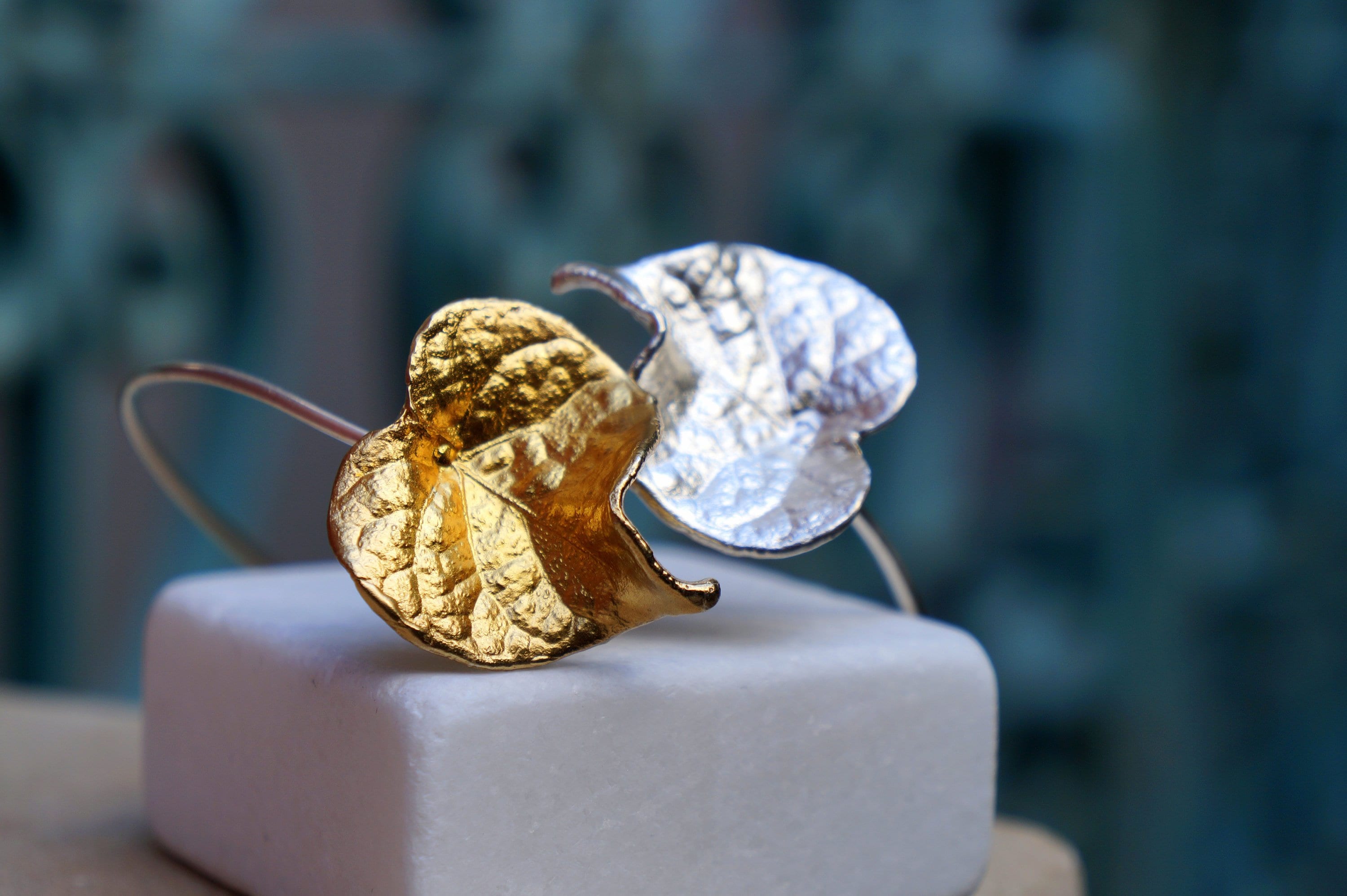 Forget Me Not Bracelet: Nature-Inspired Silver Cuff (Adjustable)