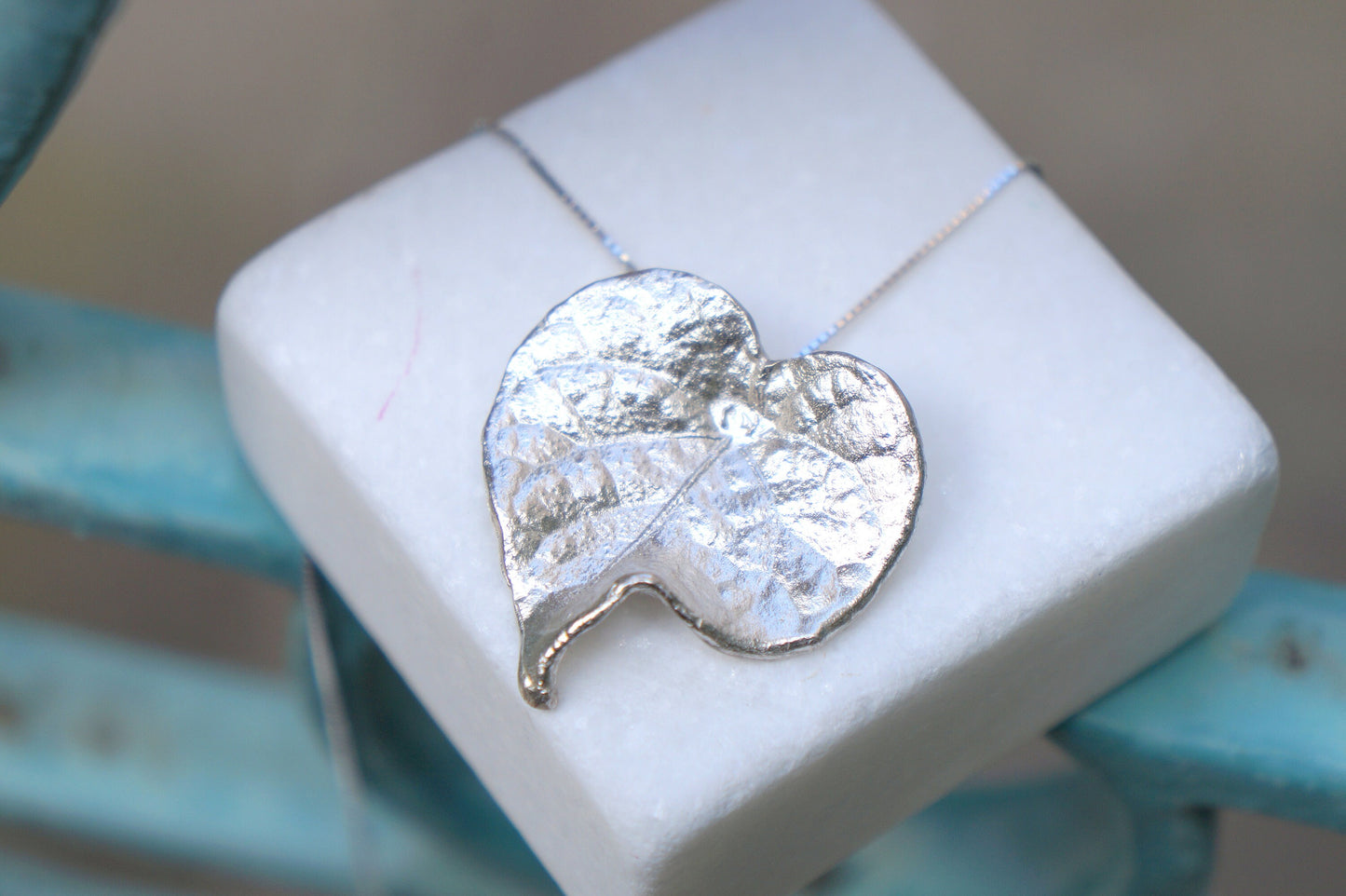 Bell Flower Leaf Necklace on Sterling Silver