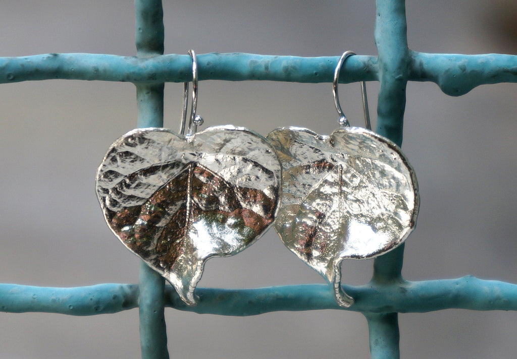 Dainty Bellflower Leaf Earrings, Real Plant Dangles (Silver & Gold)