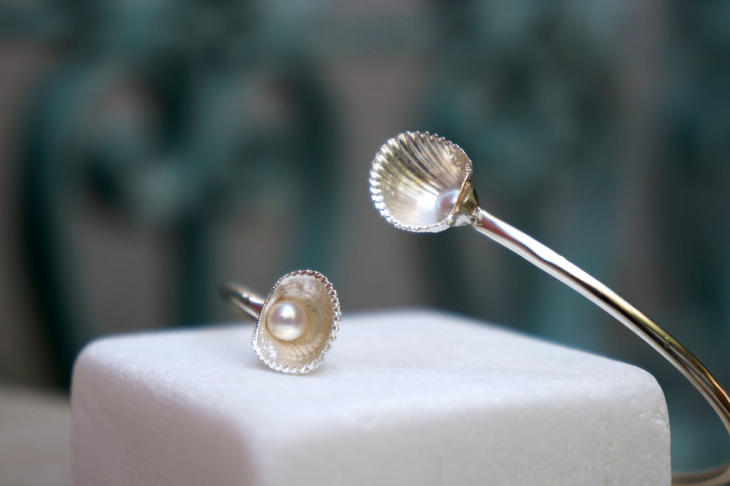 Recycled Sterling Silver Bracelet – Adjustable Open Cuff With Freshwater Pearl Jewelry