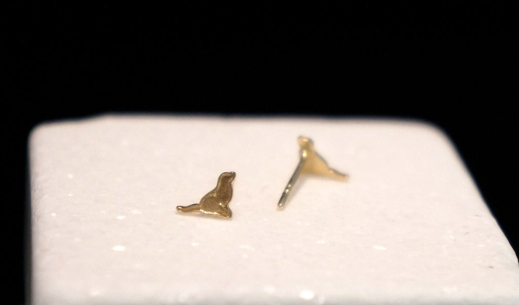 Solid Gold Earrings | Tiny Dog Lover Studs - 18K Minimalist Jewelry Gift