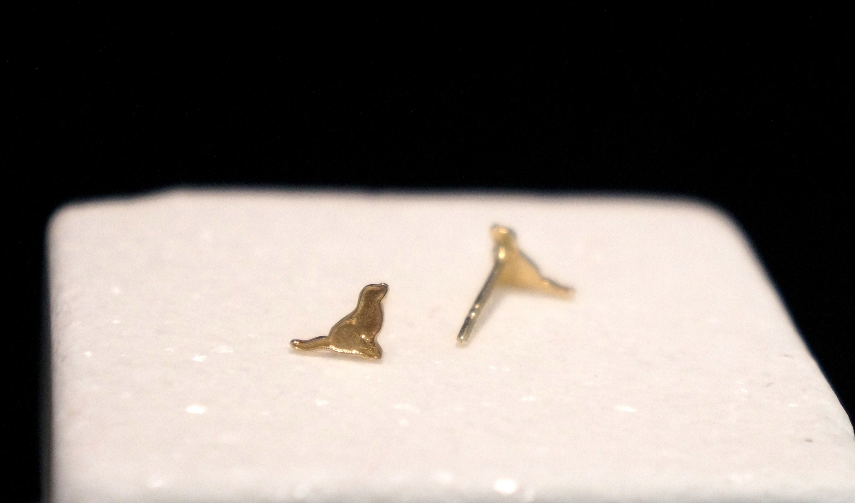 Solid Gold Earrings | Tiny Dog Lover Studs - 18K Minimalist Jewelry Gift