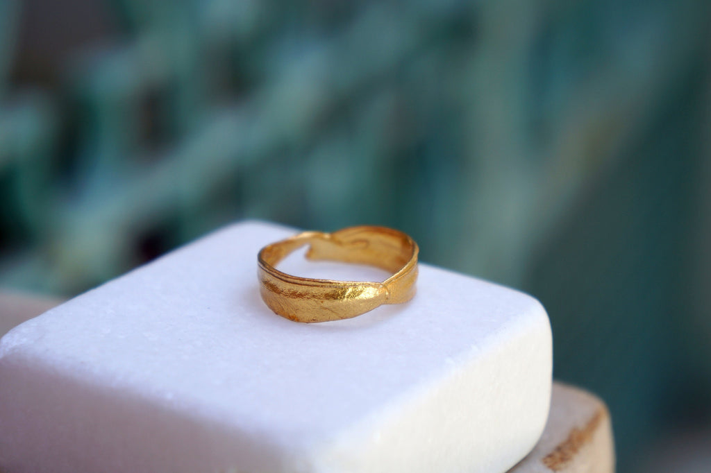 Solid Gold Olive Ring – 9k 14k 18k Gold Leaf Band | Nature Inspired Wedding Band