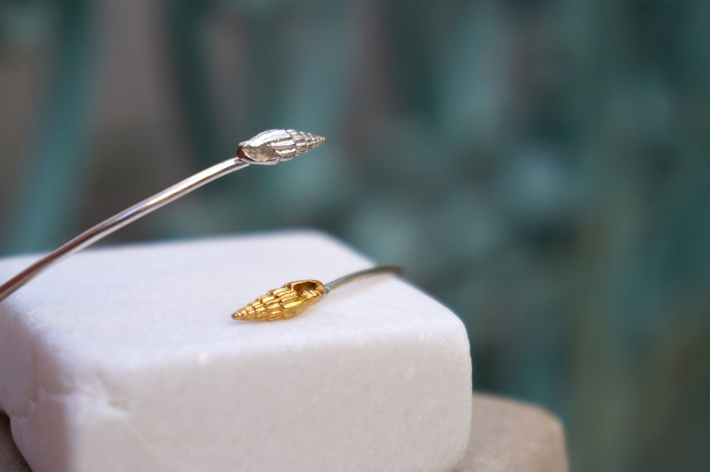 Sterling Silver Bracelet – Adjustable Shell Cuff | Handmade Bohemian Jewelry Gift