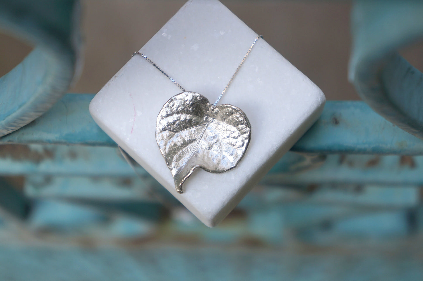 Bell Flower Leaf Necklace on Sterling Silver