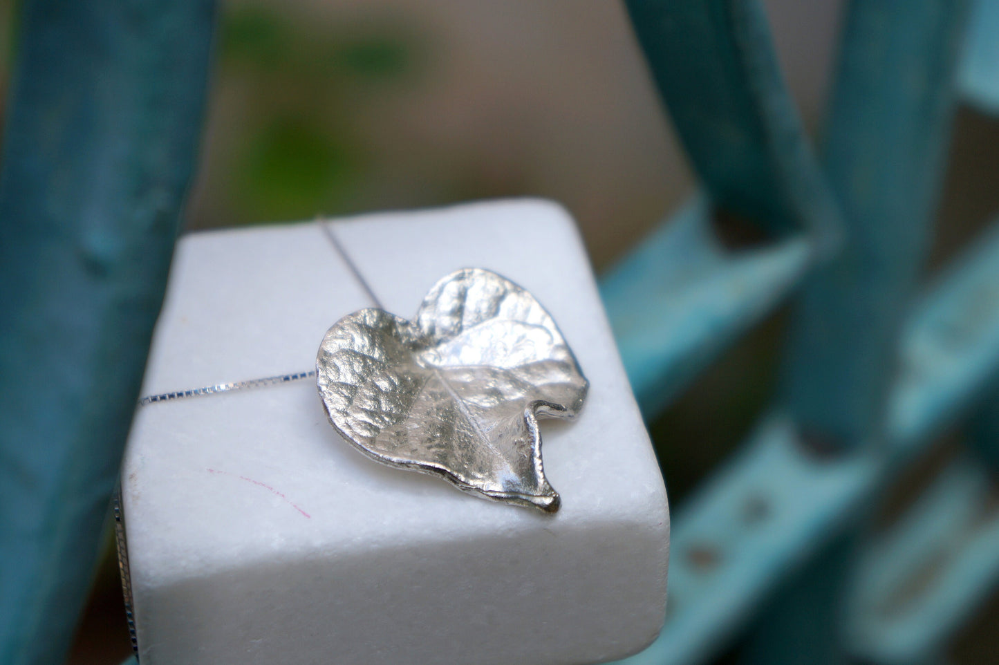 Bell Flower Leaf Necklace on Sterling Silver