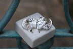 Dainty Bellflower Leaf Earrings, Real Plant Dangles (Silver & Gold)