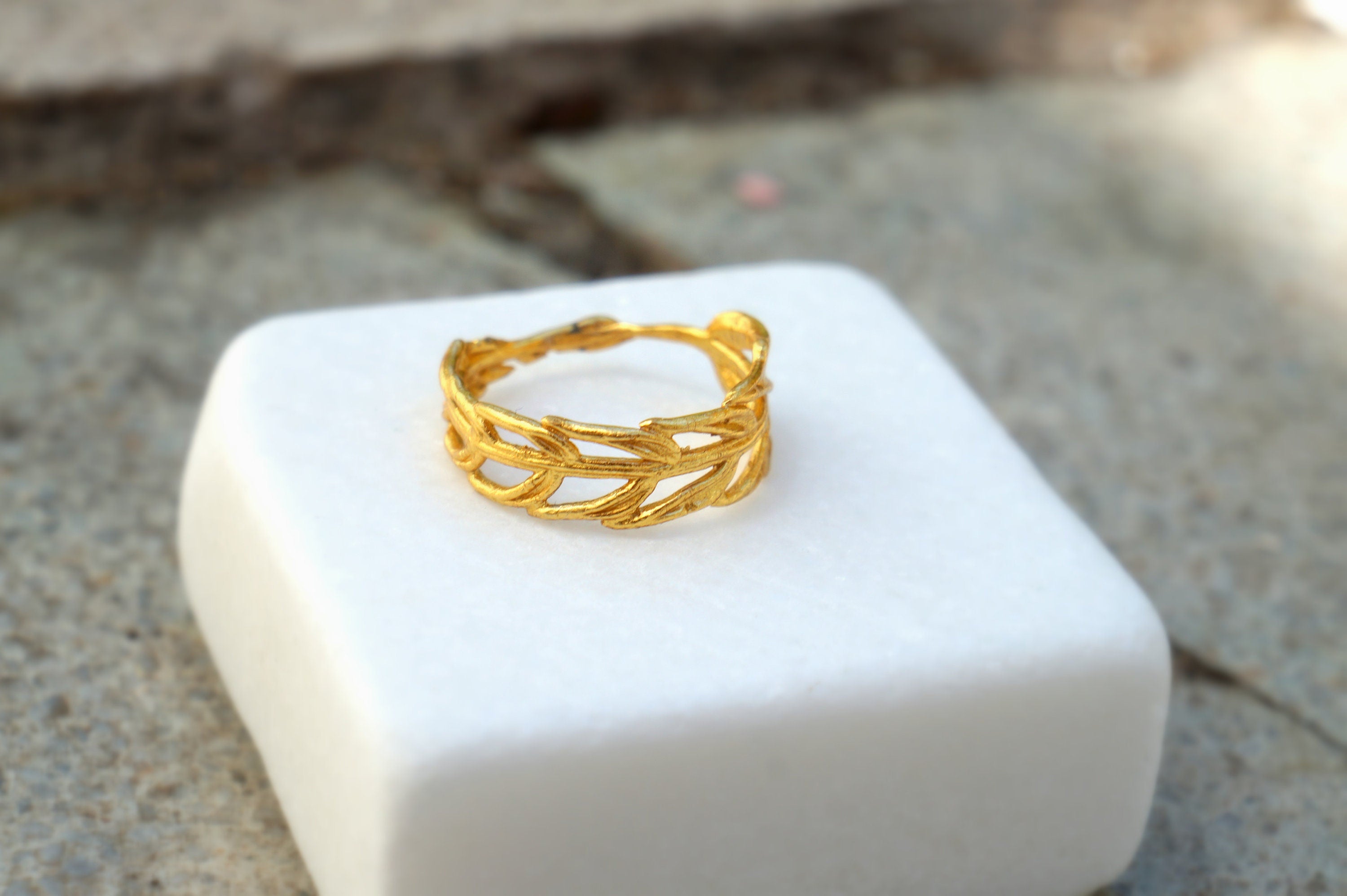 Solid Gold Ring – Authentic Leaf Band | Rose, White & Yellow Gold Jewelry Gift