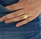 Solid Gold Fern Leaf Ring, Handmade Nature-Inspired Jewelry, Organic Forest Band, Gift for Growth & Protection (9K, 14K, 18K Real Gold)