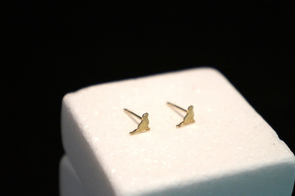 Solid Gold Earrings | Tiny Dog Lover Studs - 18K Minimalist Jewelry Gift