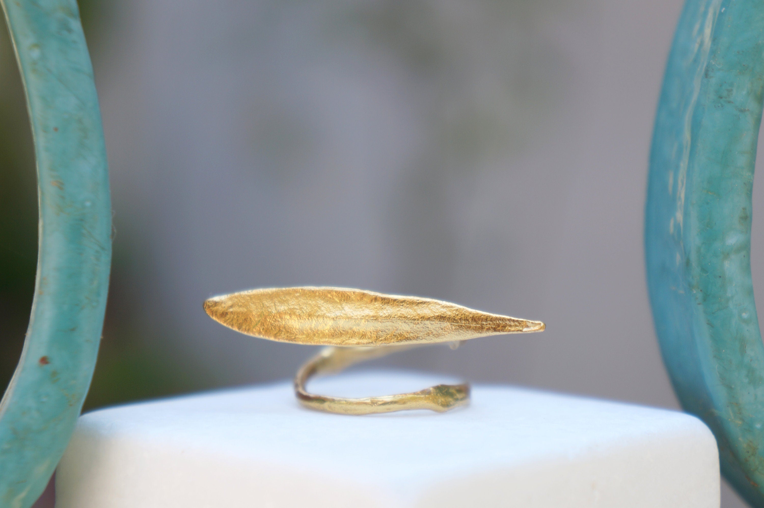 Solid Gold Olive Leaf Ring – Unique Nature Inspired 14K 18K Artisan Crafted Jewelry