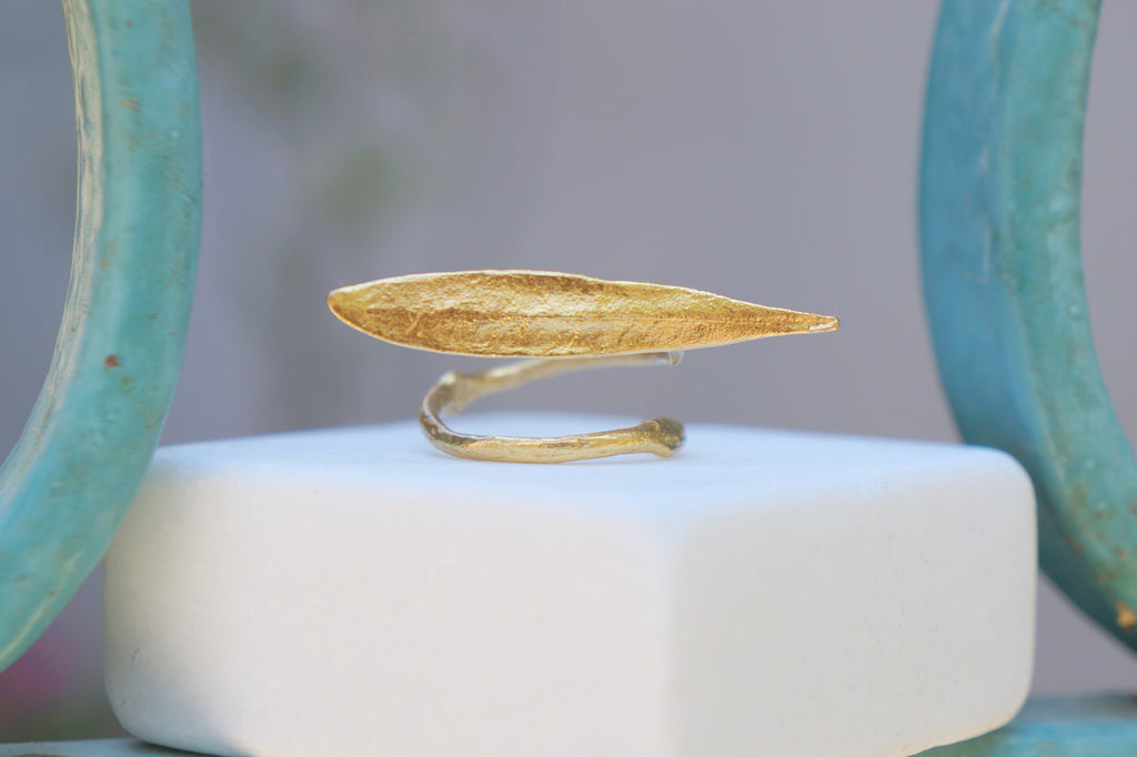Solid Gold Olive Leaf Ring – Unique Nature Inspired 14K 18K Artisan Crafted Jewelry