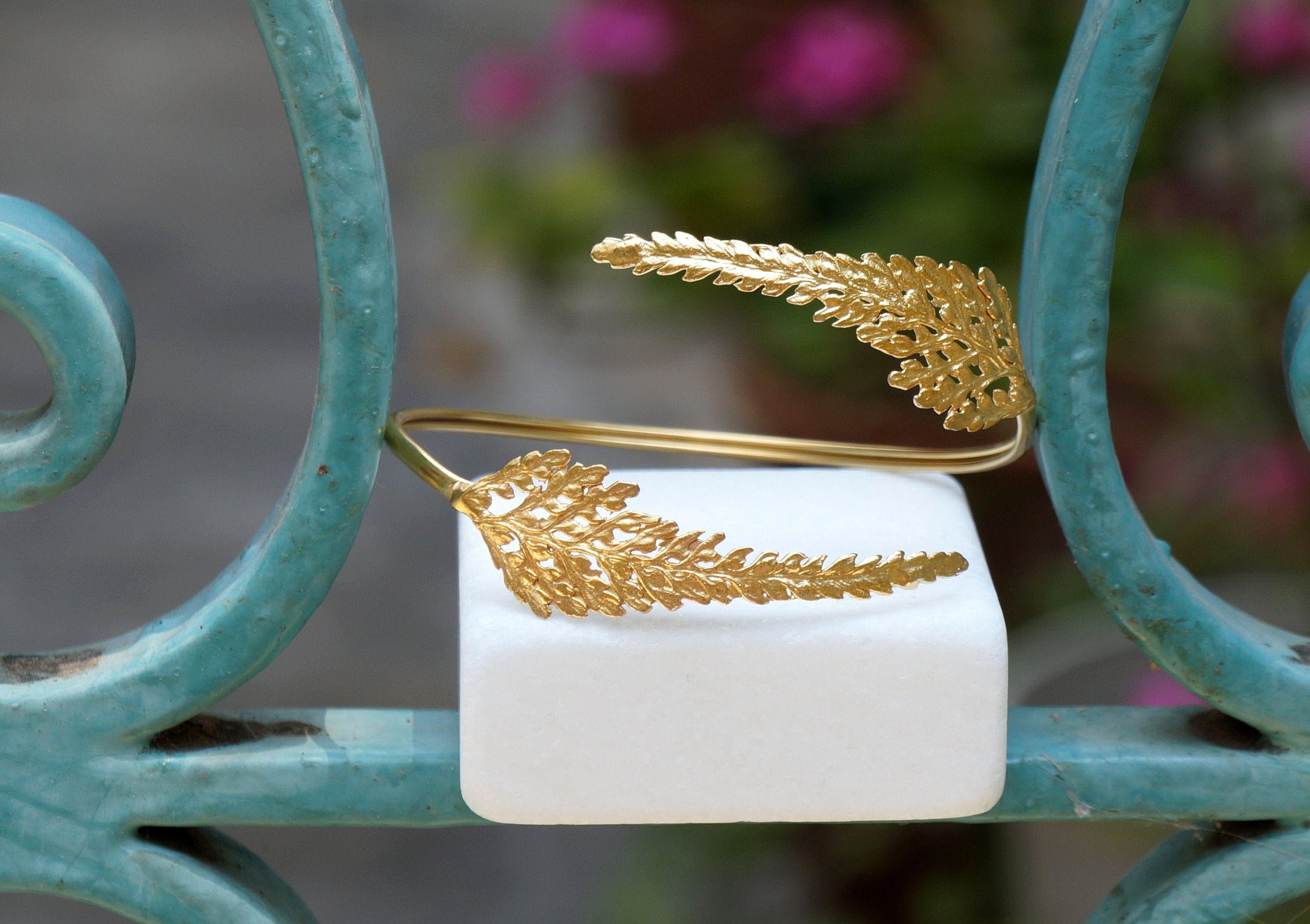 Gold Fern Bracelet, Gold-Plated Sterling Silver Jewelry, Handmade Fern Leaf Bracelet, Gift for Her, Birthday Gift for Women