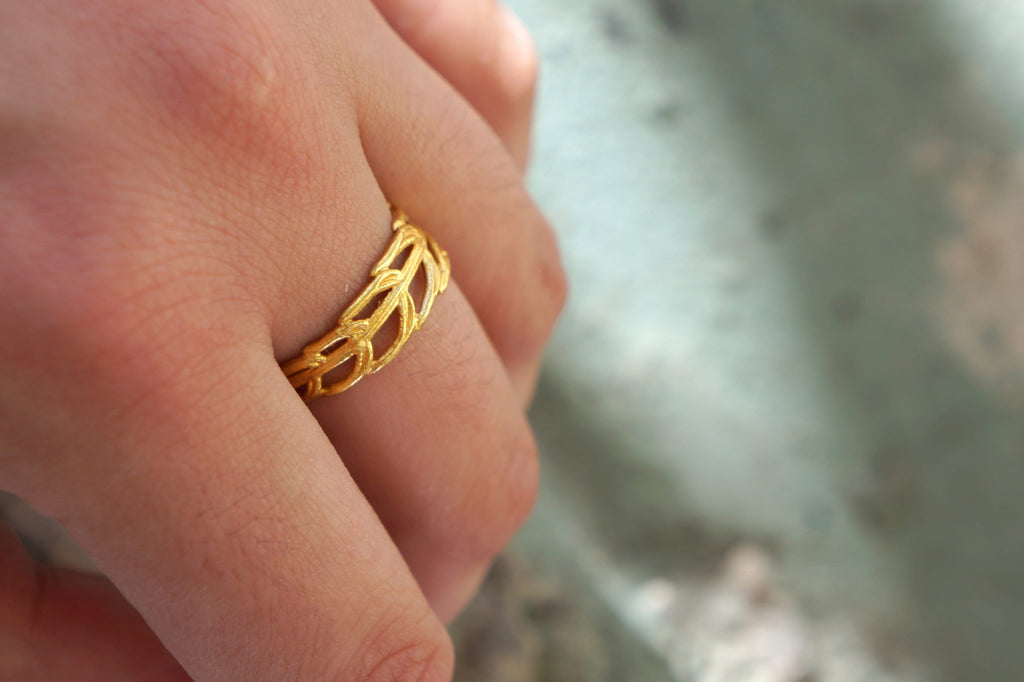 Solid Gold Ring – Authentic Leaf Band | Rose, White & Yellow Gold Jewelry Gift