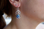 Nature-Inspired Turquoise Earrings, Araucaria Leaf (Sterling Silver)