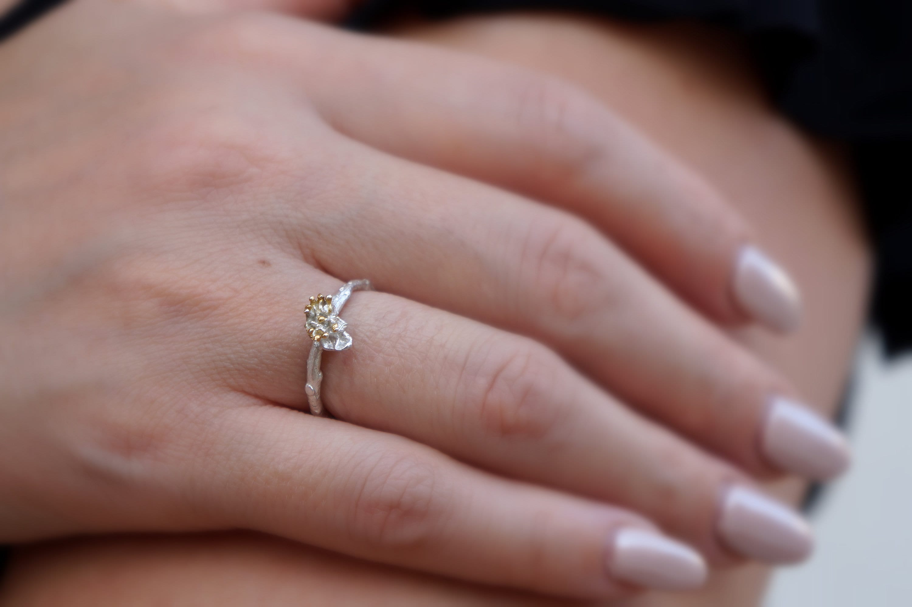 Flower Bud Ring – Handmade Nature Jewelry | Sterling Silver Statement Engagement Band