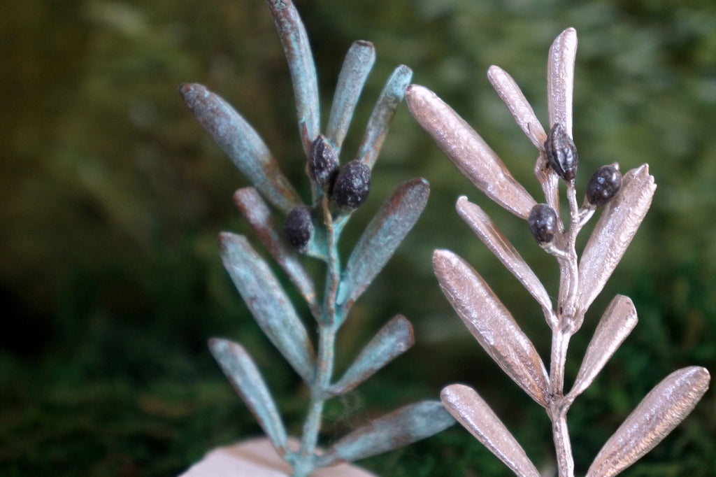 Olive Tree Branch Decor – Nature Inspired Centerpieces | Handmade Brass Olive Branch