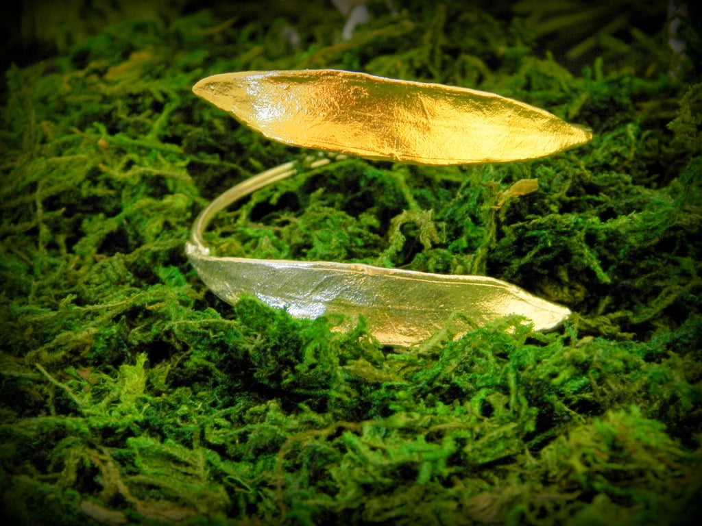 Olive Leaf Bracelet - Adjustable Sterling Silver Cuff With Delicate Vein Design