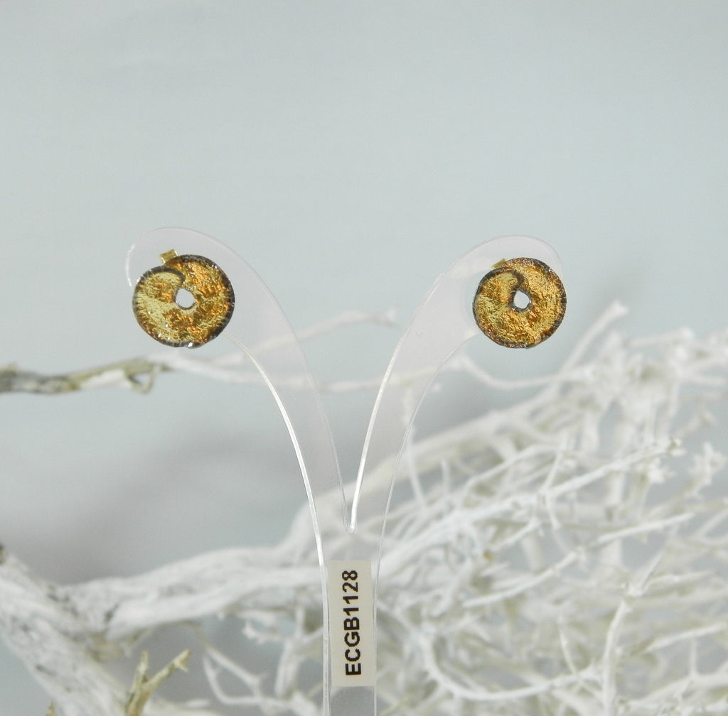 Leaf Stud Earrings: Real Plant Detail - Gold & Black Rhodium
