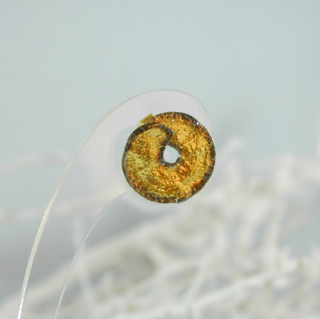 Plant Leaf Earrings – Gold Plated Unique Leaf Studs with Black Rhodium Finish