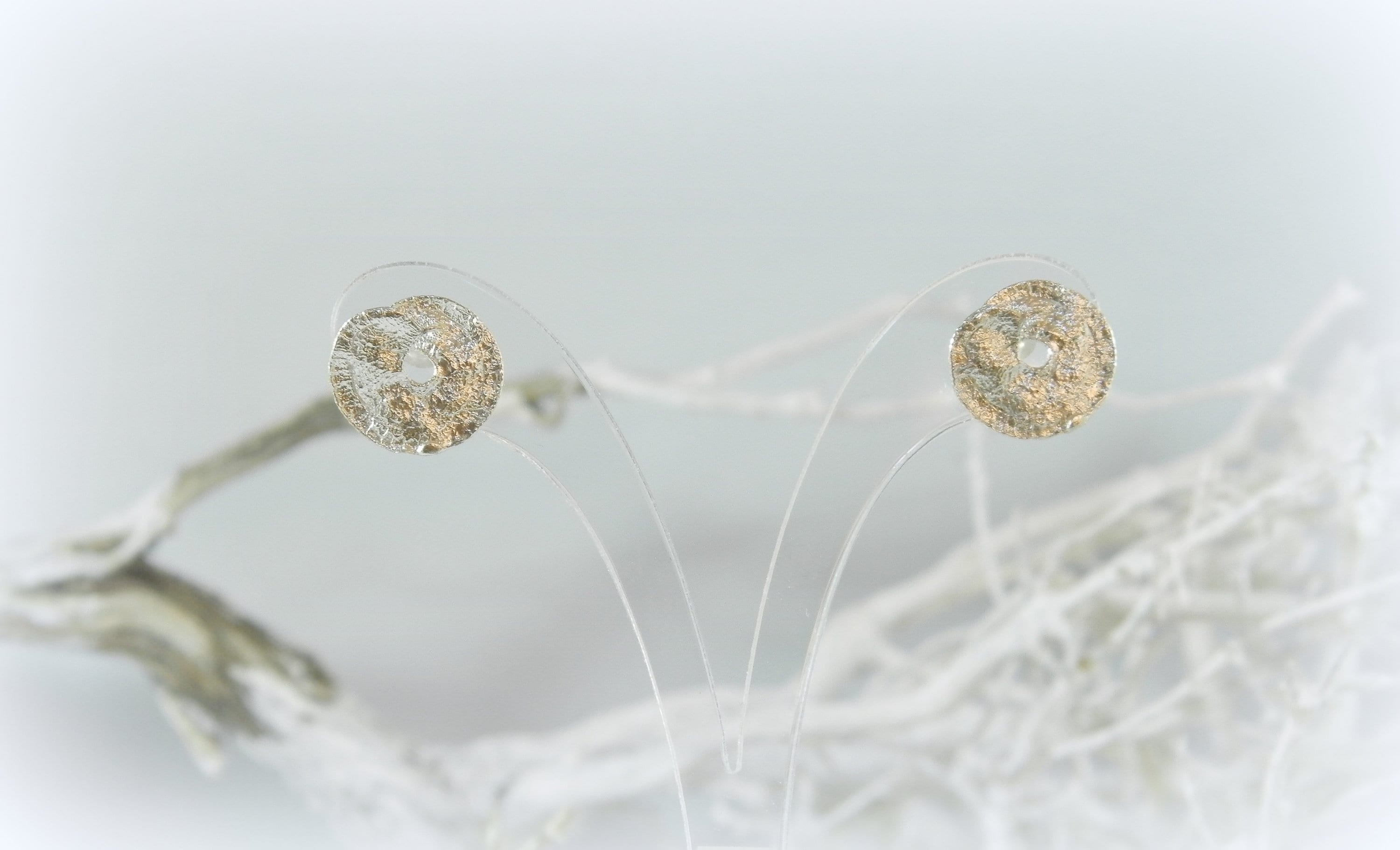 Sterling Silver Leaf Stud Earrings - Lightweight, Minimalist Spiral