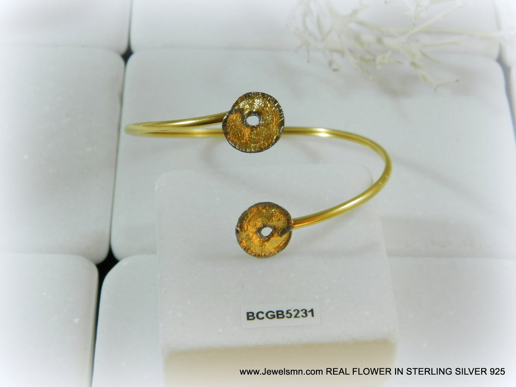 Nature-Inspired Spiral Leaf Cuff Bracelet - Gold Plated Silver