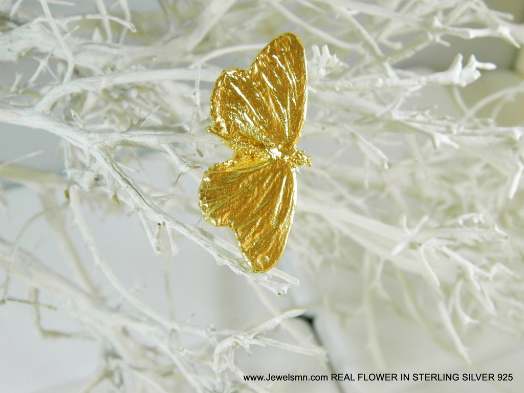 Gold Butterfly Pin, Gold-Plated Sterling Silver Jewelry, Gold Brooch, Gift for Her, Birthday Gift for Women, Handmade Jewelry