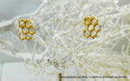 Honeycomb Bee Earrings, Gold Plated Sterling Silver (Lightweight Studs)