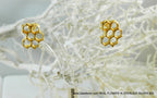 Honeycomb Bee Earrings, Gold Plated Sterling Silver (Lightweight Studs)