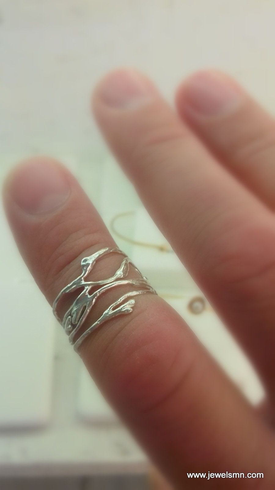 Jasmine Twig Ring – Handmade Sterling Silver Ring with Organic Texture & Branch Style