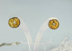 Leaf Stud Earrings: Real Plant Detail - Gold & Black Rhodium
