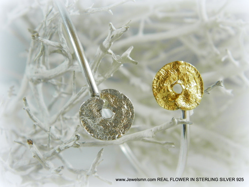 Leaf Cuff Bracelet: Handmade Sterling Silver and Gold Plating (Adjustable)