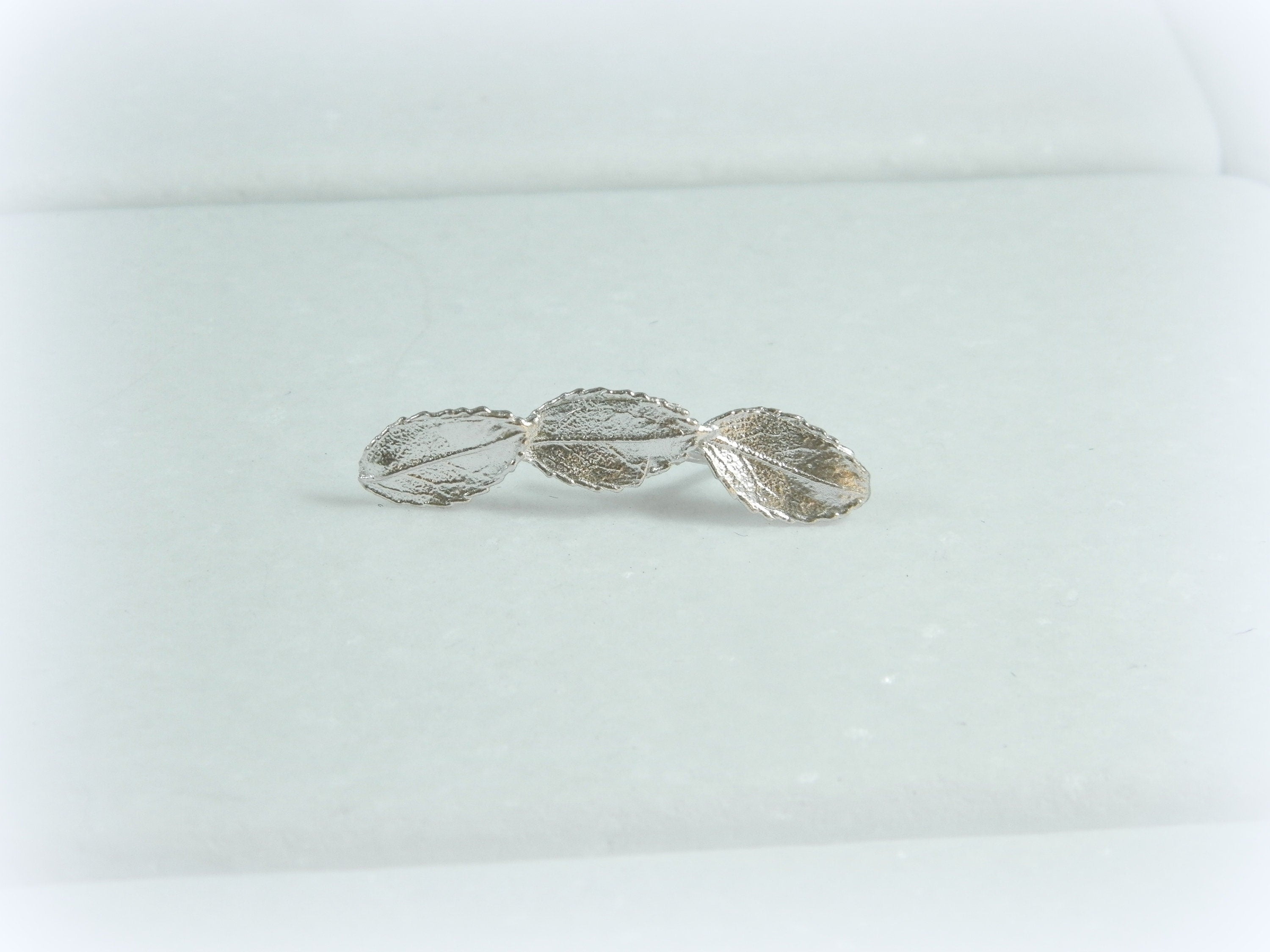 Rose Leaf Earrings: Sterling Silver Ear Climbers (Mismatched Pair)