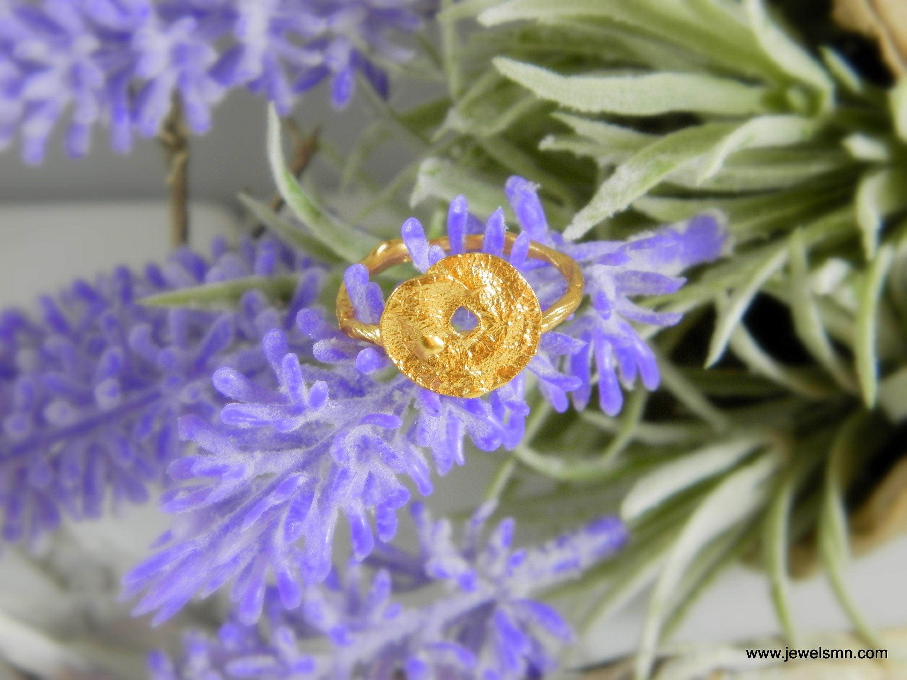 Twig Leaf Ring, Adjustable Sterling Silver with Gold Plating, Nature-Inspired Jewelry Gift