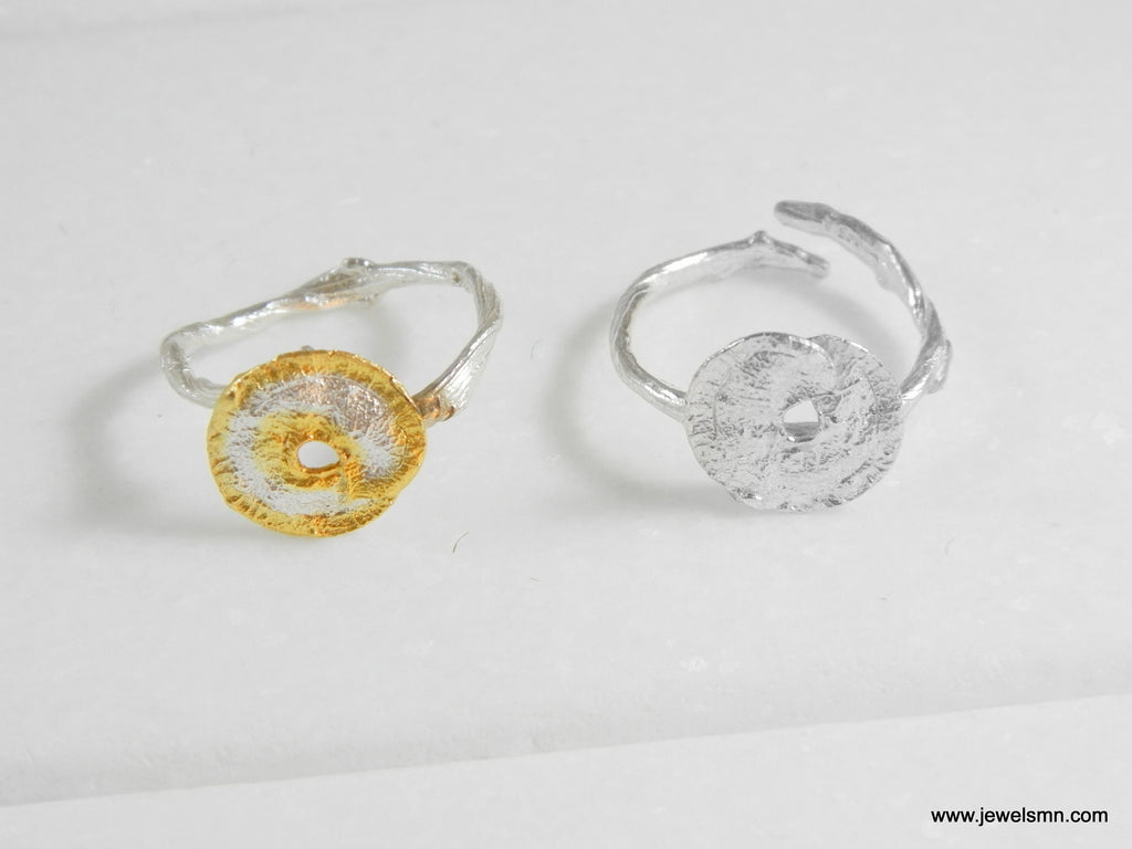 Silver Twig and Leaf Ring: Handmade Nature Jewelry (Adjustable Sizes)