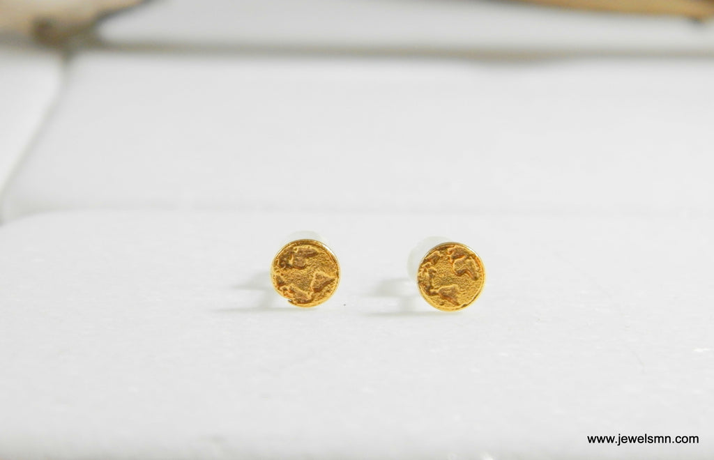 Solid Gold Stud Earrings – Tiny Circle Studs 9k 14k 18k Minimalist Jewelry