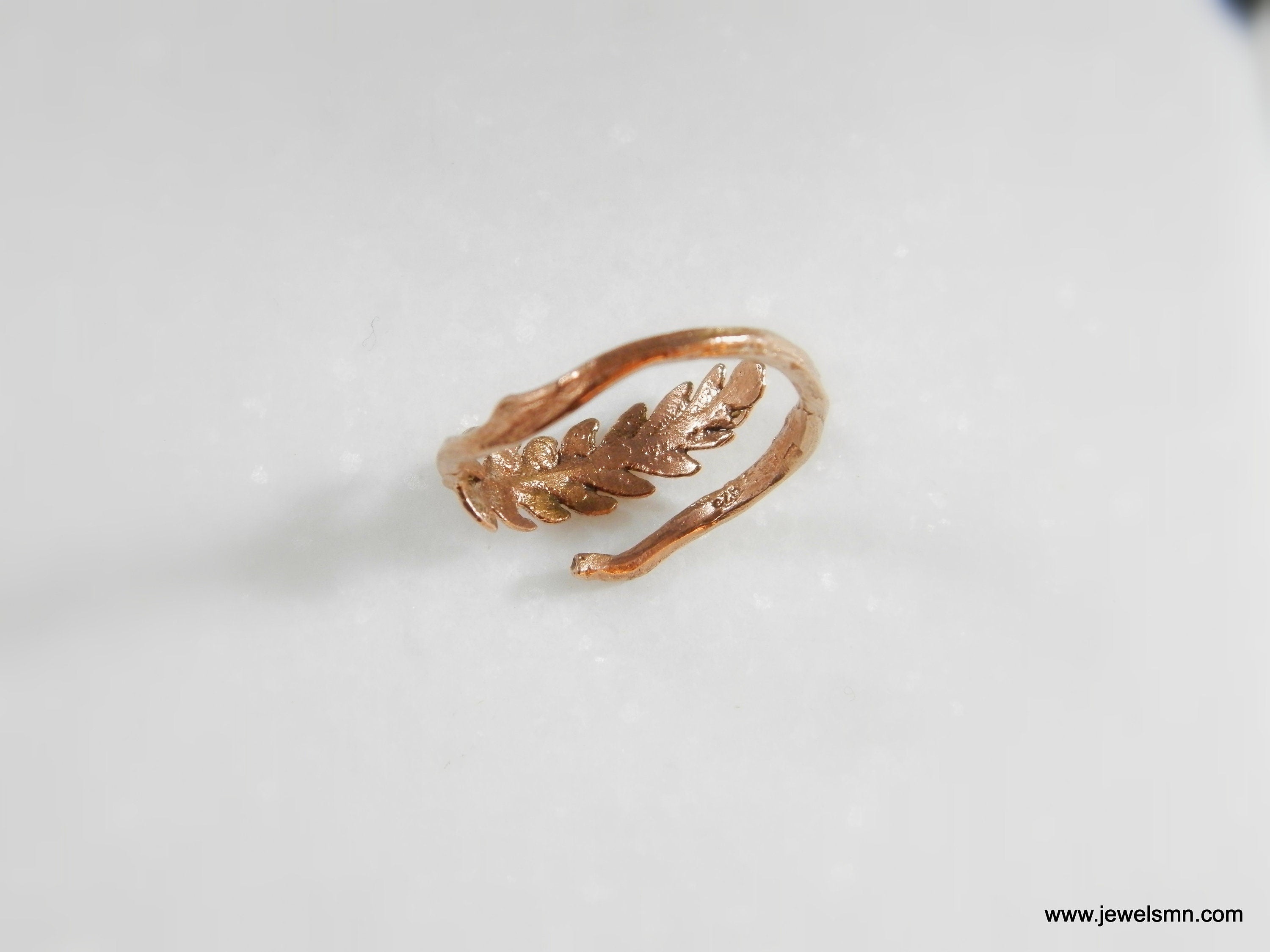Gold Fern Ring, Rose Gold-Plated Sterling Silver Jewelry, Gold Fern Leaf, Gift for Her, Birthday Gift for Women, Handmade Jewelry