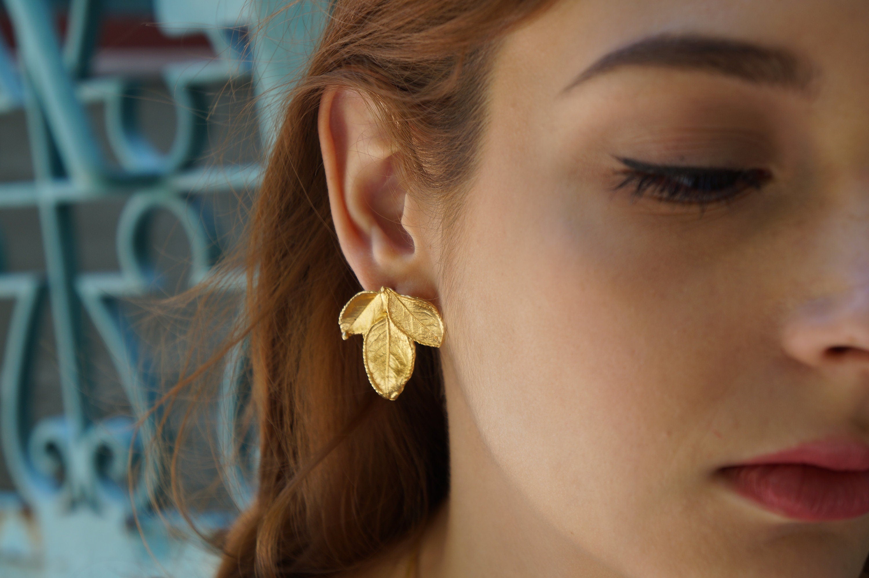 Bridal Jewelry Set – Rose Leaf Necklace, Gold Plated Earrings & Ring Gift Boxed