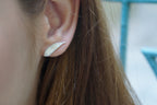 Olive Leaf Stud Earrings - Minimal Sterling Silver Handmade