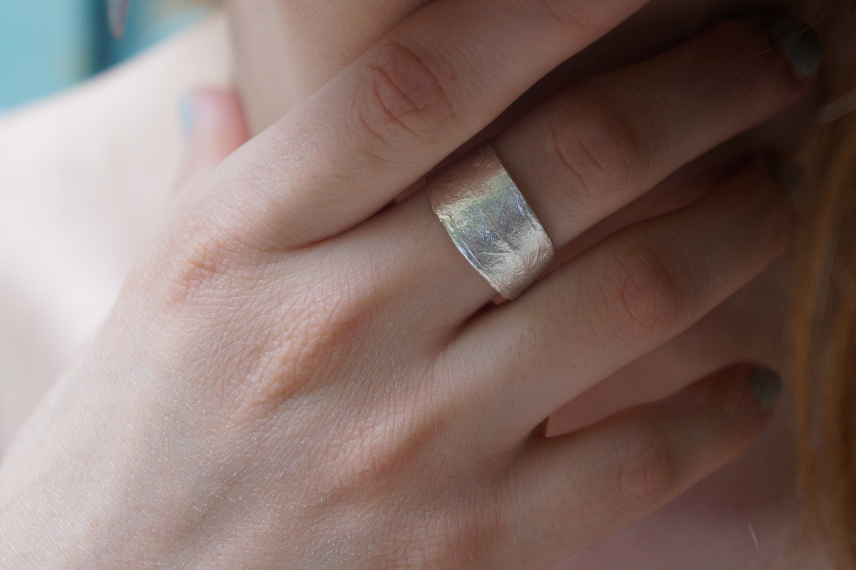 Solid White Gold Ring – Adjustable Olive Leaf Band | 14k 18k Nature Jewelry