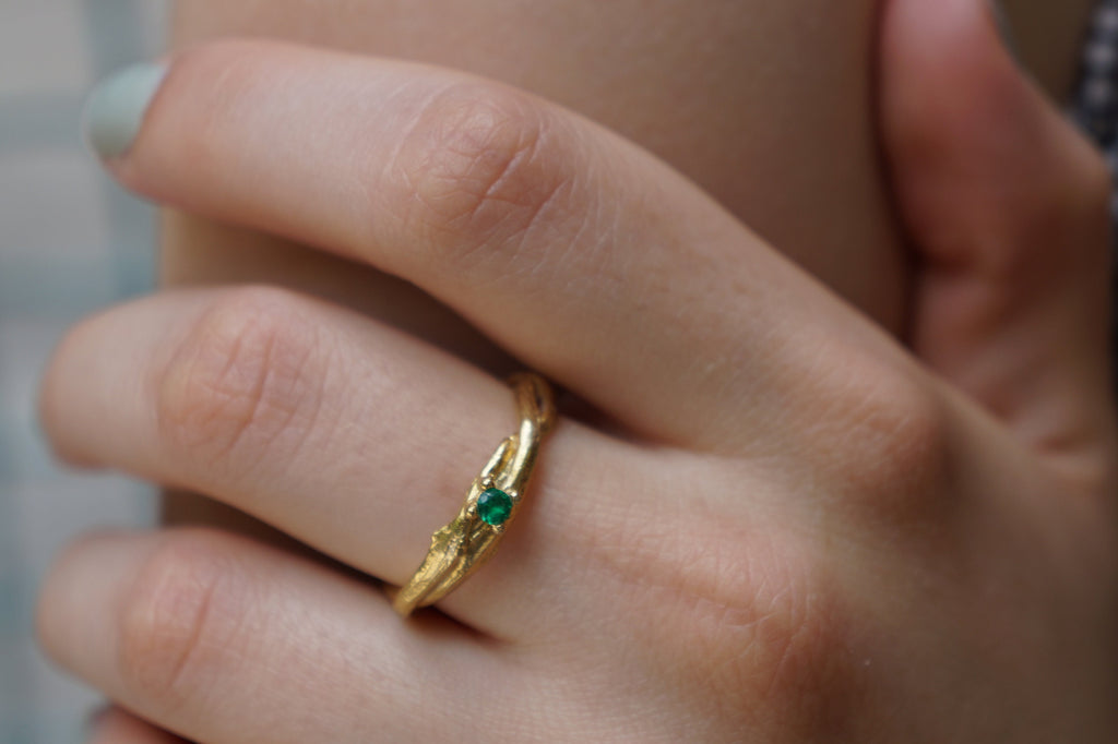Gold Olive Branch Ring – Adjustable Solid Gold Jewelry With Delicate Vein Design