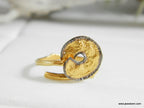 Nature-Inspired Ring: Gold Leaf Spiral and Branch - Recycled Silver