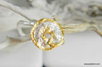 Silver Spiral Leaf Ring - Gold Plated Branch Detail